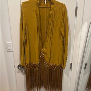 Free People Mustard Gold Open Cardigan